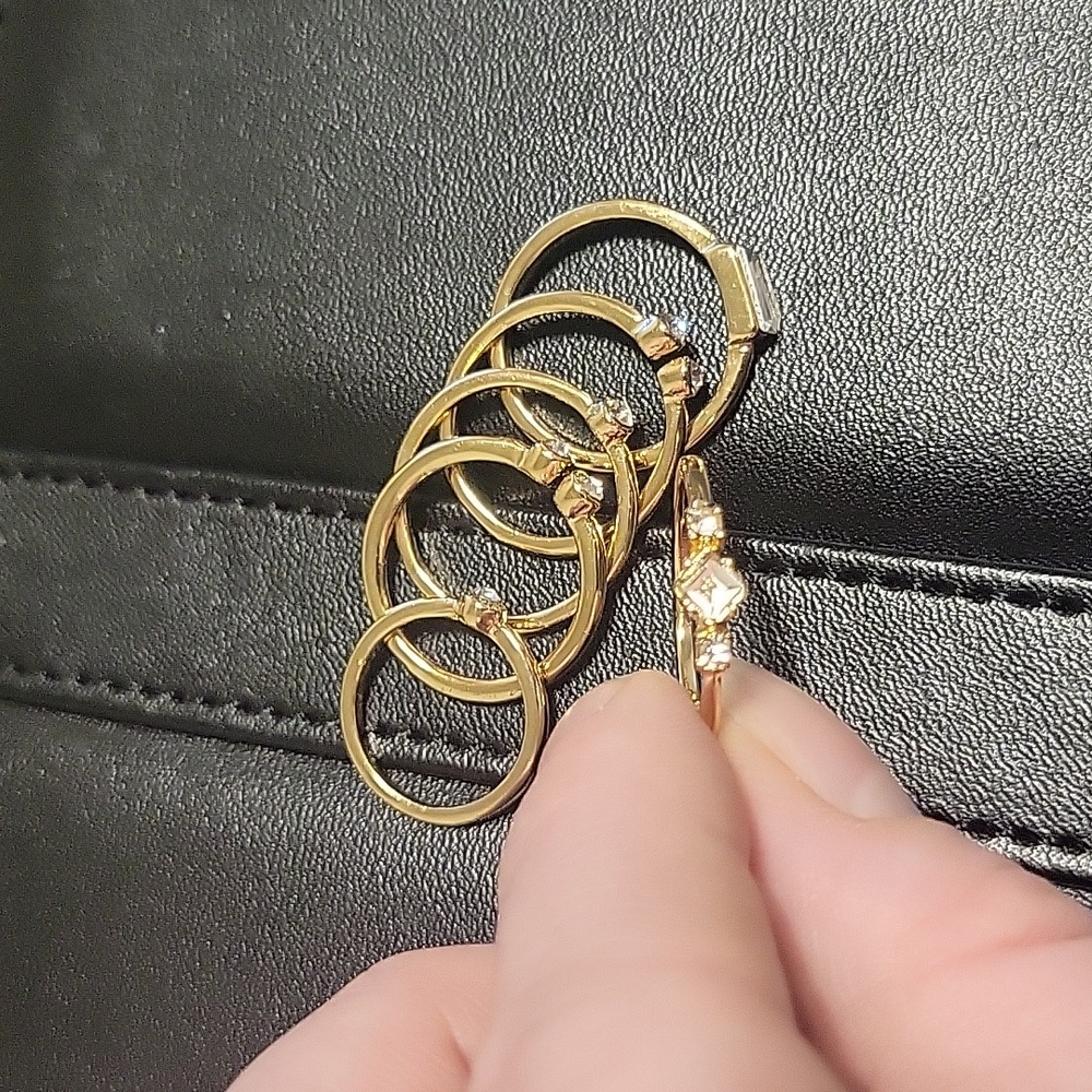 Costume jewelry, golden ring set of 6 rings - Picture 8 of 10